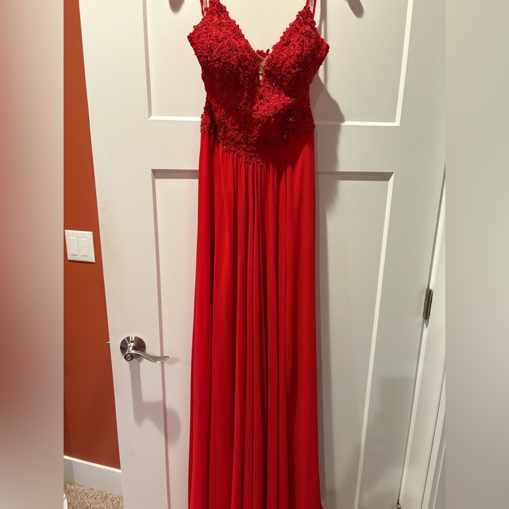 Beautiful red evening gown or prom dress